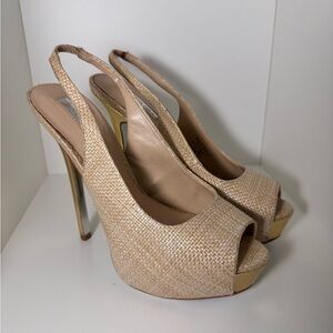 H by Halston Beige Platform Slingbacks